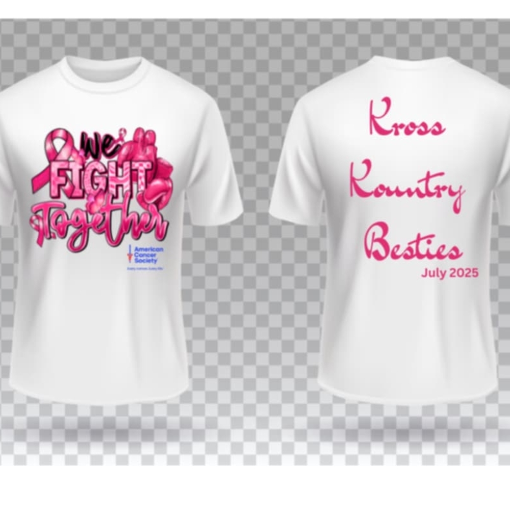 Pink and White Short Sleeve Tee with Graphic Design